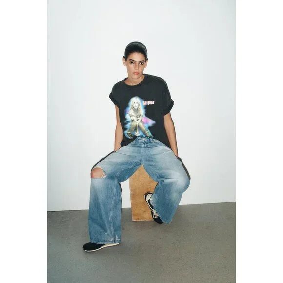 ZARA Britney Spears Tour Washed Effect Short Sleeve T-Shirt Women's Size Small S - Picture 16 of 16